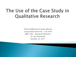 The Use of the Case Study in Qualitative Research