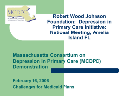 Massachusetts Consortium on Depression in Primary Care