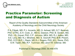 Practice Parameter: Screening and Diagnosis of Autism