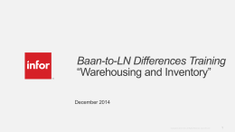 Baan-to-LN Operations Highlights