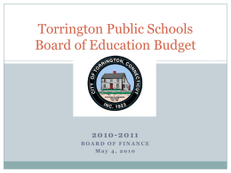 Torrington Public Schools Board of Education Budget