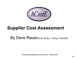 Supplier Cost Assessment - ACostE