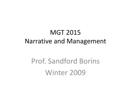 MGT 2015 Narrative and Management