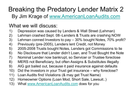 Breaking the Predatory Lender Matrix By Jim Krage of www
