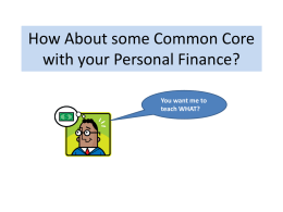 How About some Common Core with your Personal Finance?