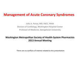 Management of Acute Coronary Syndromes