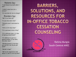 Barriers to tobacco cessation counseling
