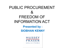 Public Procurement & Freedom of Information Act
