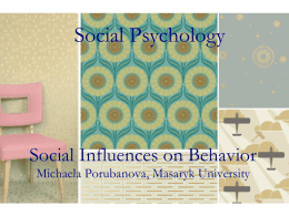 Social Psychology - Masaryk University