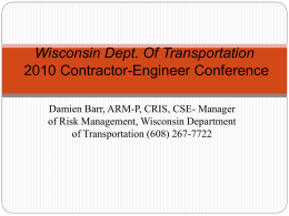 Wisconsin Dept. Of Transportation WEMA OCIP Presentation