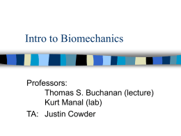 Freshman Biomechanics Lab - Mechanical Engineering at the