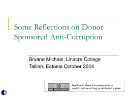 Donor Sponsored Anti-Corruption: A Qualitative Assessment