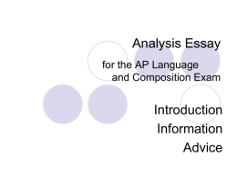 Prose Analysis Essay for the AP Language and Composition Exam
