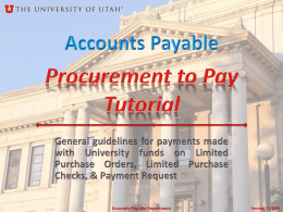 Procurement to Pay Tutorial - Financial & Business Services