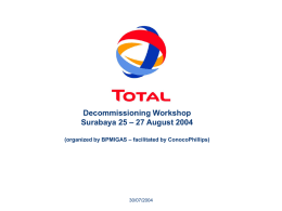 Decommissioning Workshop Surabaya 25 – 27 August 2004