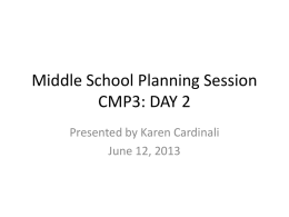 Middle School Planning Session CMP3