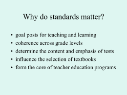 Why do standards matter? - NYC HOLD National on