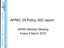 Policy SIG: Setting the scene