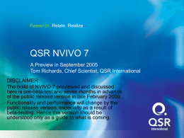 QSR NVIVO 7 Sept - Strategies in Qualitative Research