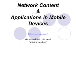 Network Content & Applications in Mobile Devices