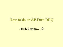 How to do an AP Euro DBQ - Rolla Public Schools: District