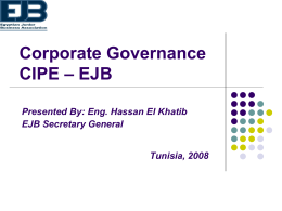 Corporate Governance CIPE – EJB