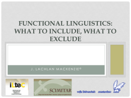 Functional Linguistics: what to include, what to exclude
