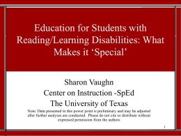 Special Education for Students with Learning Disabilities