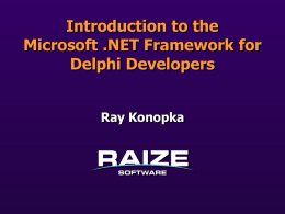 Introduction to the Microsoft .NET Framework for Delphi