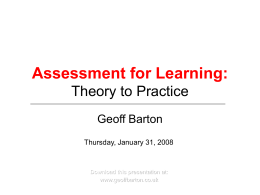 Assessment for Learning: Theory to Practice