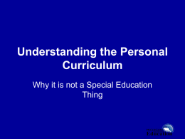 Understanding the Personal Curriculum