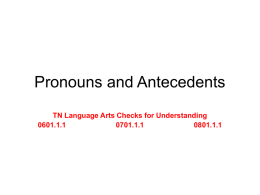 Pronouns and Antecedents - Jefferson County Schools, TN