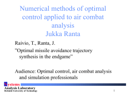 Numerical methods of optimal control and application to