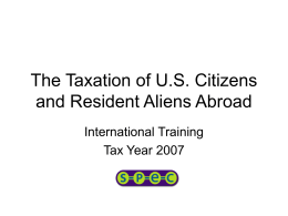 The Taxation of U.S. Citizens and Resident Aliens Abroad