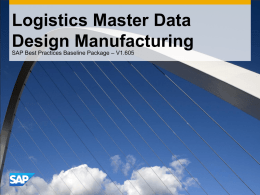 Logistics Master Data Design Manufacturing