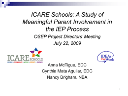 ICARE Schools: - OSEP Project Directors' Conference
