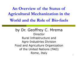 An Overview of the Status of Agricultural Mechanization in