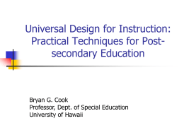 Universal Design for Learning - Innovative and Sustainable