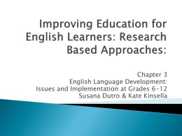 Improving Education for English Learners: Research Based