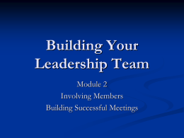 Building Your Leadership Team