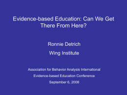 Evidence-based Education: Can We Get There From Here