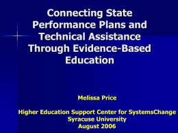 Connecting State Performance Plans and Technical