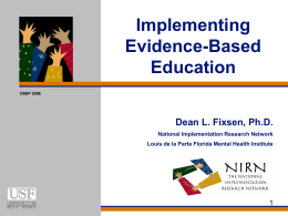 Implementing Evidence-Based Programs in Systems of Care