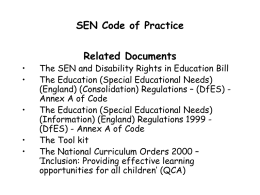 SEN Code of Practice Consultation