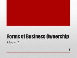 Forms of Business Ownership - Eagle's Landing Christian