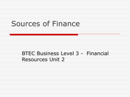 ###Sources of Finance - PowerPoint Presentation