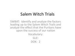 Salem Witch Trials - Cuba 8th Grade Social Studies