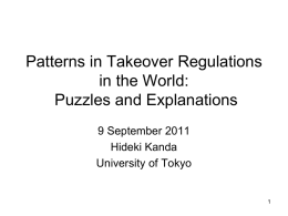 Patterns in Takeover Regulations in the World: Puzzles and