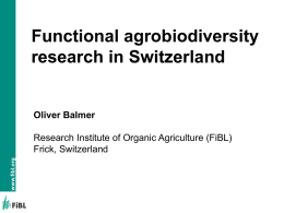 Dr Oliver Balmer, FiBL, Switzerland