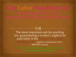 Fair Labor Standards Act Federal Statute: 29 U.S.C 213